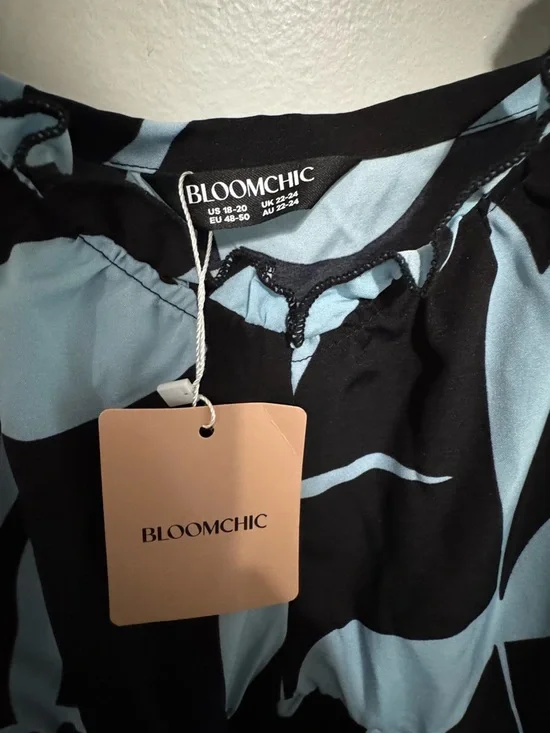 BloomChic Black Jumpsuit with Light Blue Floral Print - Picture 2 of 6